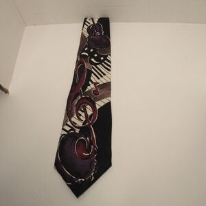 Croft & Barrow Black Silk Tie, Roffe Upbeat Pictorial Musical Piano Neckware